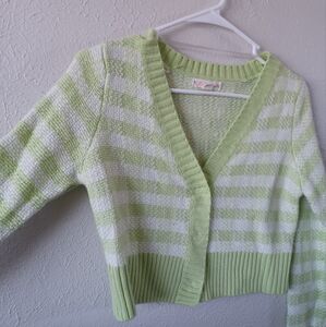 Cropped Striped Cardigan Sweater